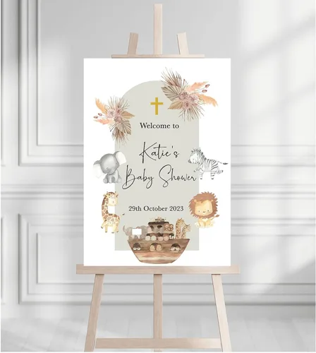 Vista 5 de Letrero de bienvenida para baby shower, personalizable, con texto en inglés «We Can Bearly Wait» Neutral Cute Teddy Bear Theme, varios tamaños