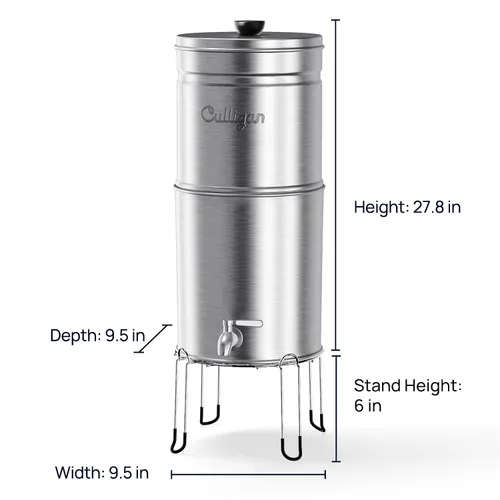Vista 8 de Culligan MaxClear - Sistema de filtro de agua por gravedad de 3 galones, filtro de agua de acero inoxidable cepillado para encimera, certificado