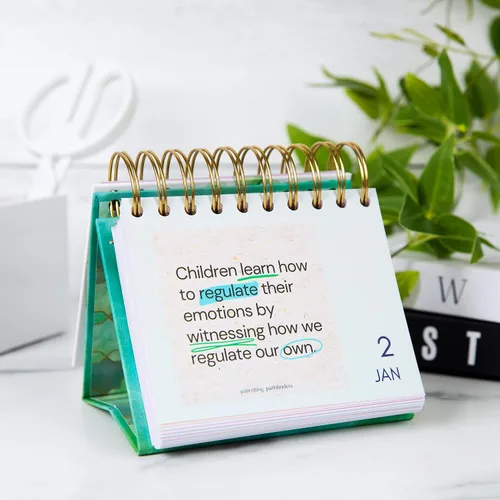 Vista 3 de Parenting Pathfinders® Calendario diario perpetuo de escritorio sin fecha, calendario inspirador y de apoyo Page-A-Day para padres y cuidadores
