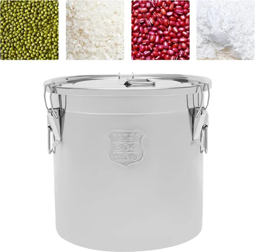 Vista 4 de Recipientes de acero inoxidable para almacenamiento de alimentos con tapas, recipientes herméticos de cocina, cubo de almacenamiento de alimentos