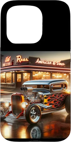 Vista 14 de Classic Hot Rod Retro Vintage Custom Hotrod Car Illustration Case for iPhone 17