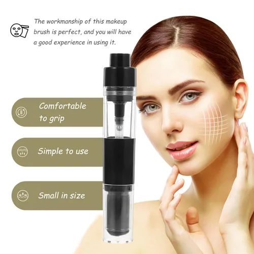 Vista 2 de Beaupretty Cepillo retráctil para rubor con botella recargable, cepillo de base de viaje para cosméticos en polvo