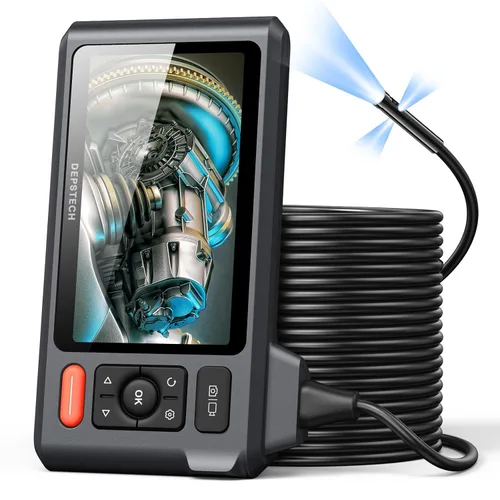 Vista 10 de Herramienta de boroscopio de triple lente, cámara endoscopio DEPSTECH con pantalla IPS de 5 pulgadas y luces, cámara de inspección de alcantarillado
