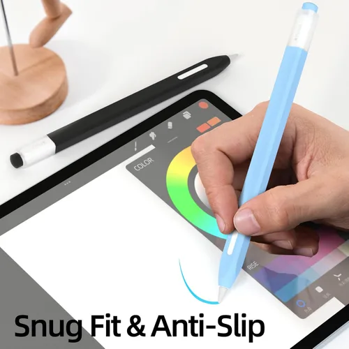 Vista 2 de Paquete de 2 estuches compatibles con Apple Pencil Pro/Apple Pencil de 2ª generación, funda de silicona antideslizante, compatible con carga