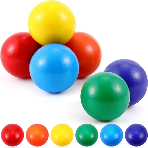 Vista 9 de Bucherry 6 bolas de madera Montessori Rainbow de 1.8 pulgadas, colores Colores variados
