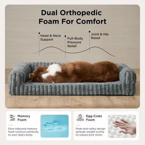 Vista 2 de Bedsure - Cama ortopédica para perros pequeños, cama impermeable de espuma viscoelástica con lados, sofá de espuma de nido de abeja para perros