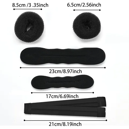 Vista 2 de Juego de 31 piezas para hacer moños para el cabello, juego de accesorios de peinado más completo (negro)