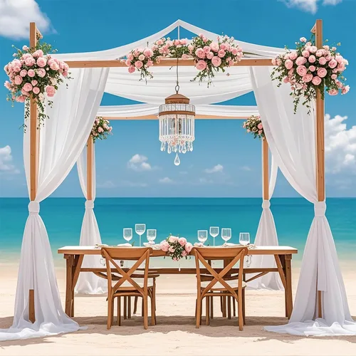Vista 10 de FOTSHARER Cortinas de techo azul bebé para boda, 2 paneles de 5 x 20 pies, gasa para arco de boda, cortinas de techo para telón de fondo, decoración