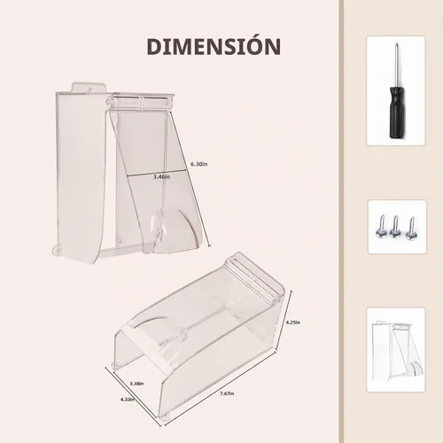 Vista 4 de Cubierta impermeable para teclado de puerta, tapa abatible transparente, cubierta impermeable para timbre de puerta, resistente a la intemperie
