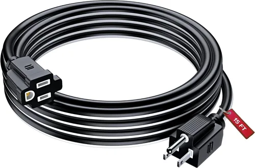 Vista 9 de Maximm Cable de extensión negro y azul de 10 pies, SJTW de 16 AWG