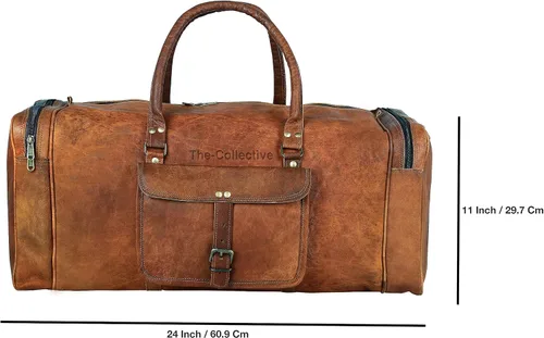 Vista 3 de The-Collective - Bolsas de lona grandes de 24 pulgadas para hombres y mujeres, de cuero, viajes, de noche, gimnasio, deportes, fin de semana, bolsa