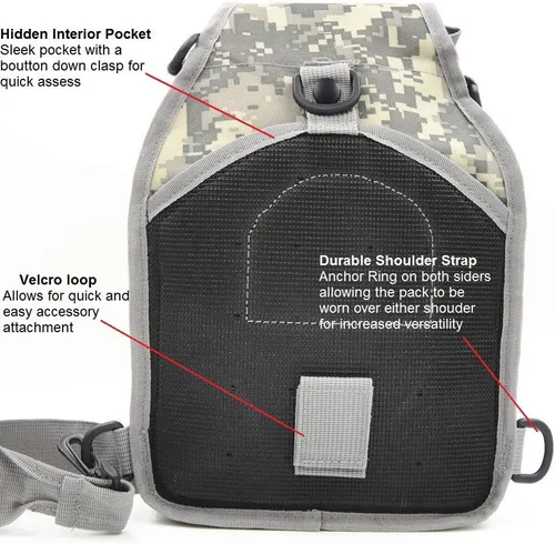 Vista 4 de Mochila para el hombro para exteriores, mochila deportiva y militar, táctico para campamento, senderismo, caminata Fami