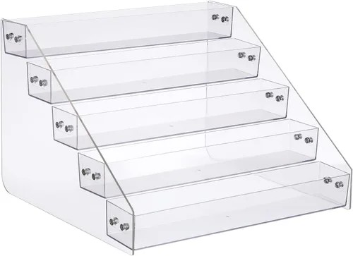 Vista 8 de Estante de especias acrílico, estante de especias escalonado, organizador de condimentos para encimera, gabinete, despensa, almacenamiento