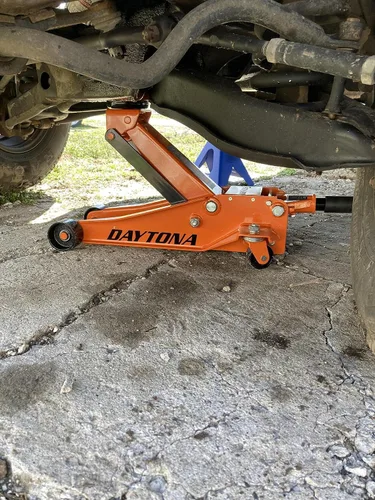 Vista 4 de Gato de piso resistente de acero de 3 toneladas con bomba rápida - naranja
