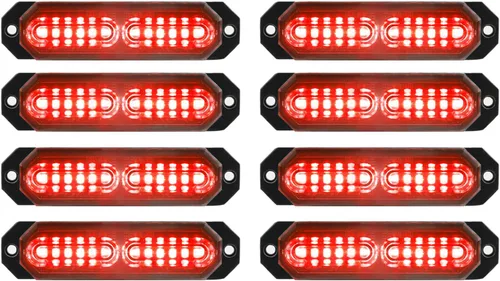 Vista 11 de ASPL 8 luces estroboscópicas intermitentes de montaje en superficie ultra delgadas de 12 LED para camión, automóvil, vehículo, LED, mini rejilla