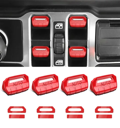 Vista 18 de Cubierta de botón de interruptor de ventana de metal para Jeep Wrangler JK JKU 2018 2017 2016 2015 2014 2013 2012 2011, accesorios para interiores