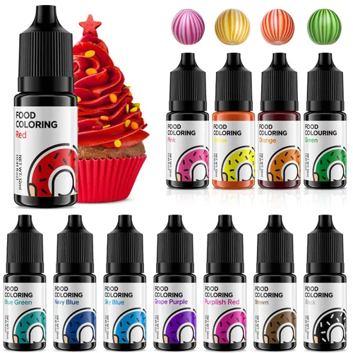Vista 10 de Colorante natural para alimentos – FD&C y fórmula de color libre de tintes artificiales, 4 x 0.7 fl oz, botella grande, juego de tintes naturales
