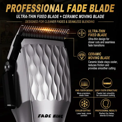 Vista 7 de FADEKING Cortadora de pelo profesional para hombres, kit de aseo 3 en 1