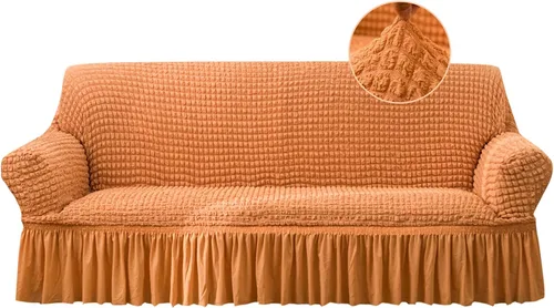 Vista 32 de Jeloris Funda Protectora Elástica para Sofá de Dos Plazas de Fácil Ajuste con Falda, Protector de Muebles Universal Duradero Lavable de Alta Beige