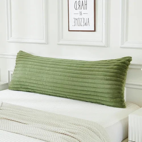 Vista 8 de JAUXIO - Funda de almohada corporal de piel sintética mullida, lujosa, decorativa con rayas, ultra suave y acogedora con cierre de cremallera de 21