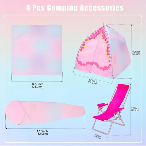 Vista 11 de 34 Pcs 11.5 Inch Doll Camping Tent Set-Sleeping Bag Backpack Accessories