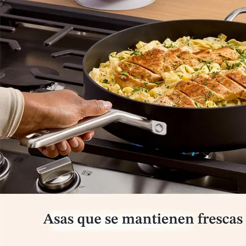 Vista 6 de Calphalon® - Sartén para saltear de 5 cuartos de galón, antiadherente y anodizada con tapa