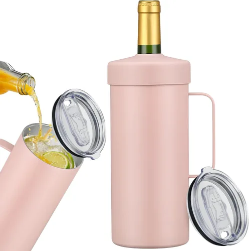 Vista 9 de MAXSO Vaso enfriador de vino de 42 onzas, regalo para los amantes del vino, cubo aislado al vacío de acero inoxidable 2 en 1, taza portátil
