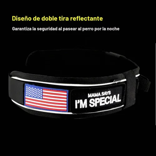 Vista 7 de Collar táctico de 2.5 pulgadas para perros medianos, collar de perro ajustable de nailon militar resistente con costuras reflectantes y mango Negro