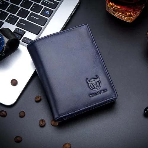 Vista 2 de BULLCAPTAIN Cartera plegable de cuero genuino de gran capacidadtitular de la tarjeta de crédito para los hombres con 15 ranuras para tarjetas