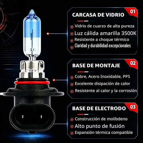 Vista 2 de Sinoparcel 9012 HIR2 Bombilla halógena para faros delanteros, color blanco Blanco dorado
