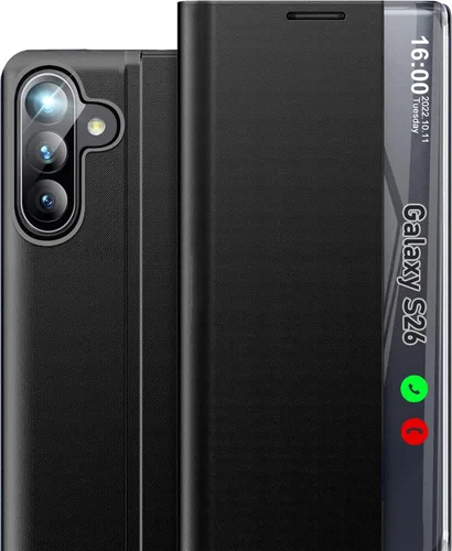 Vista 95 de Funda de teléfono para Samsung Galaxy A16 5G, Clear View Window Funda delgada de lujo para teléfono Galaxy A16 con soporte, funda protectora