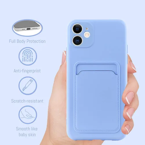 Vista 4 de MZELQ Compatible con iPhone 11 Funda TPU Soporte para Tarjetas Cubierta de Billetera, Protección de Cámara + Protector de Pantalla Funda Suave