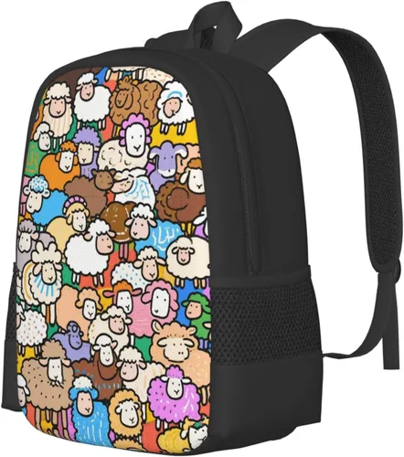 Vista 2 de Colorful Sheep Notebook Backpack Fits 15 Inch Laptop Travel Backpack Rucksack For Men Women