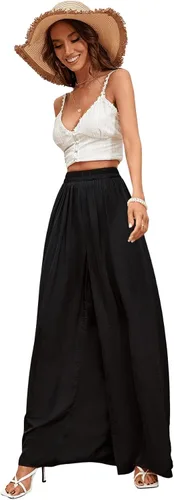 Vista 5 de Verdusa Pantalones largos sueltos con cintura elástica y pierna ancha para mujer