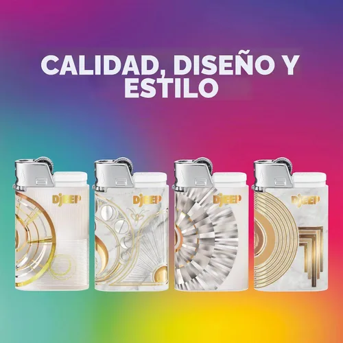 Vista 3 de DJEEP Encendedores de bolsillo, Colección Elegante con textura metálica, Encendedores únicos marmoleados, Paquete de 4 unidades de encendedores