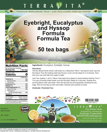 Vista 2 de Eyebright, Eucalyptus and Hyssop Formula Tea (50 bolsitas de té, ZIN: 512036)