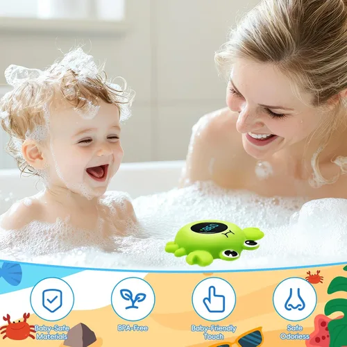 Vista 5 de b&h Termómetro de baño para bebé, lectura instantánea, lector digital de agua y temperatura ambiente, sensor de agua de seguridad para bebés