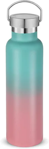 Vista 20 de Neihepal Botellas de agua de acero inoxidable negras, botella de viaje de doble pared con aislamiento al vacío de 20 onzas con tapa a prueba