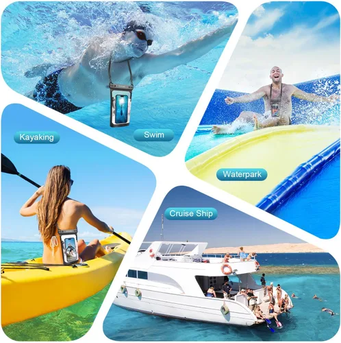 Vista 6 de Bolsa flotante grande impermeable para teléfono, paquete de 2 bolsas secas para teléfono celular para iPhone 17, 16, 15, 14, 13 Pro Max, Galaxy S24