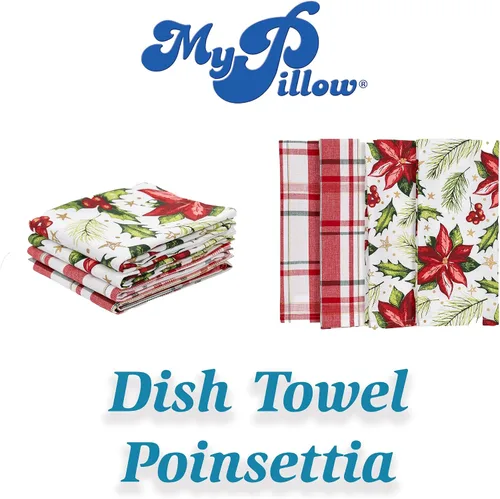 Vista 5 de MyPillow Paquete de 4 paños de cocina Poinsettia Poinsetia