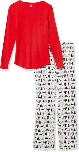 Vista 5 de Tienda Essentials Conjunto de pijama ligero de franela y camiseta de manga larga para mujer (disponible en tallas extragrandes)