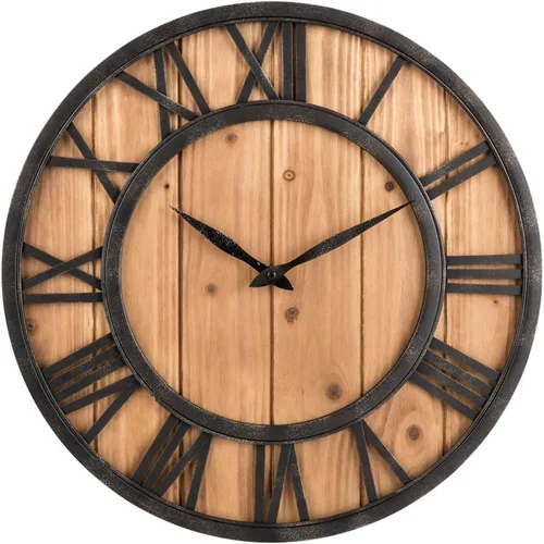 Vista 16 de Oldtown Farmhouse - Reloj de pared silencioso (de metal y madera maciza)