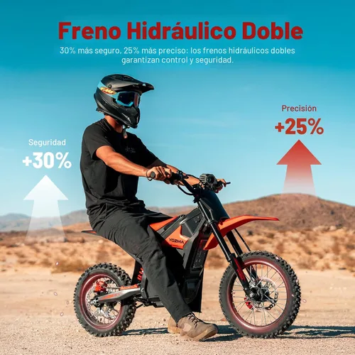 Vista 3 de Yozma IN10 Moto eléctrica todo terreno, velocidad máxima de 40 MPH, rango máximo de 53 millas Bicicleta eléctrica Fire Red