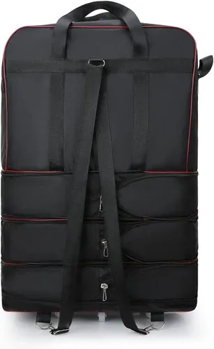 Vista 5 de Radefasun Bolsa de viaje Oxford expandible extra grande con ruedas, impermeable, ligera, plegable, maleta, Negro -, Equipaje extensible central