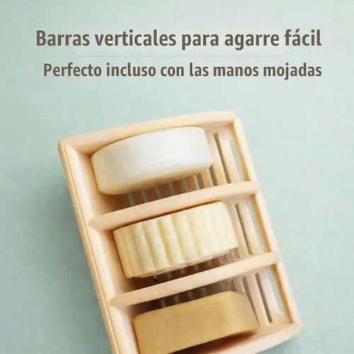 Vista 7 de Essence & Abode Sustainable Living Soporte para Champú Sólido – Jabonera Multibarra con Drenaje – Barra de Jabón, Barra de Champú y Barra de Beige