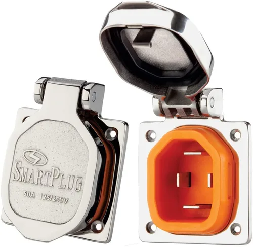 Vista 8 de SmartPlug Ensamblaje de entrada y cubierta de alimentación Shore de 50 amperios 125/250 V, entrada de 50 amperios con sellos resistentes a