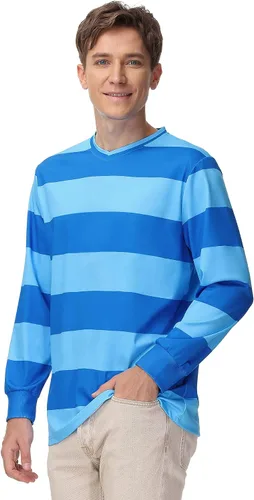 Vista 5 de Arvilhill Disfraz de Halloween para adultos, camisa polo clásica a rayas