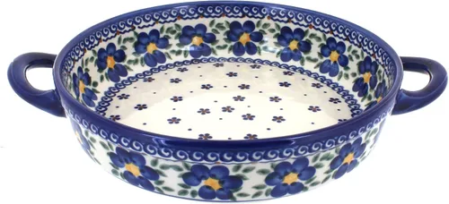 Vista 10 de Blue Rose Polish Pottery - Horno redondo pequeño Ashley naranja con asas, 9 pulgadas de diámetro, único, apto para lavavajillas y duradero