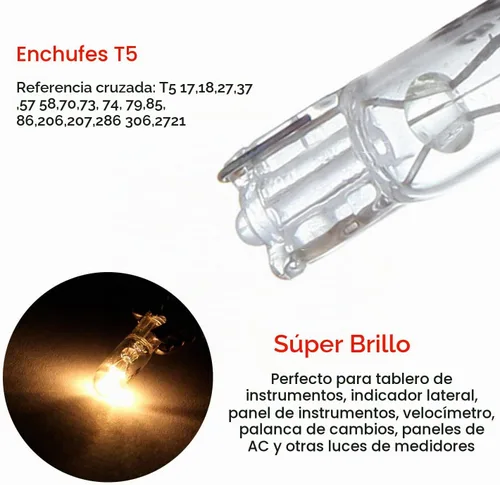 Vista 4 de cciyu 20 bombillas halógenas T5, cuña, 74, color blanco, para salpicadero Bombilla halógena T5