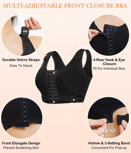 Vista 3 de CYDREAM Sujetador de compresión para uso diario con cierre frontal inalámbrico para mujer, con tirantes ajustables